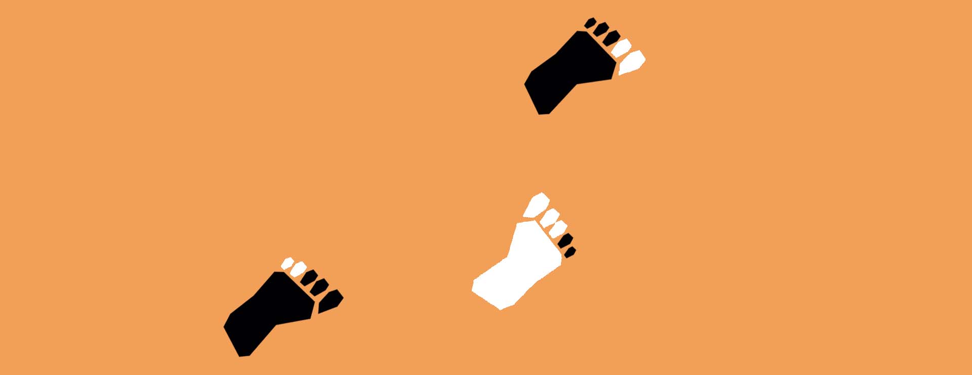 1, 2, 3 three outlined footsteps